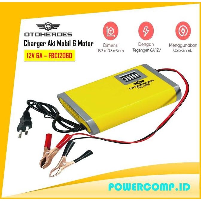 CHARGER ACCU ACU 12 VOLT OTOHEROES CHARGER AKI MOBIL BATTERY CHARGER 12V 6A 20-80 AH - LEAD ACID BAT