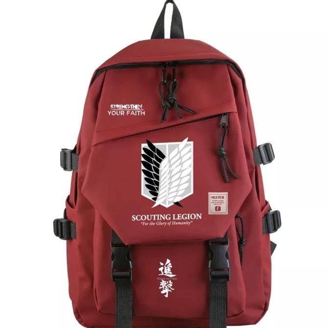 RedArtos Attack On Titan Ransel Wanita Pria Ransel Tas Sekolah Pelajar Anime untuk Remaja Perempuan 