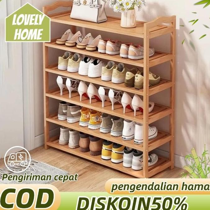 Rak Sepatu Susun Kayu Rak Bamboo Penyelenggara Rak Sandal Rak Sepatu Medan Rak Penyimpanan Lemari Se