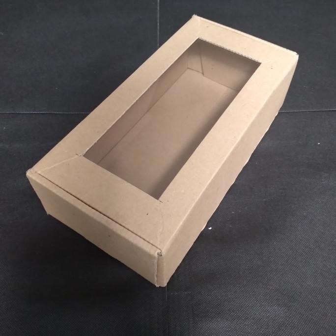 

Dus box karton coklat kraft kaca 12x25x7,5cm/Dus kemasan kue