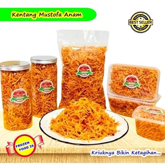 

HJ Kentang Mustofa Anam, Keripik Kentang Goreng Kering Pedas Manis 220gram Original Teri kacang, Snack