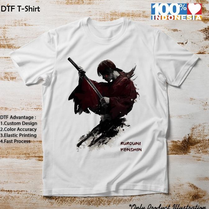 New Kaos Pria Anime Rurouni Kenshin Himura Samurai X Batosai Dtf Softstyle