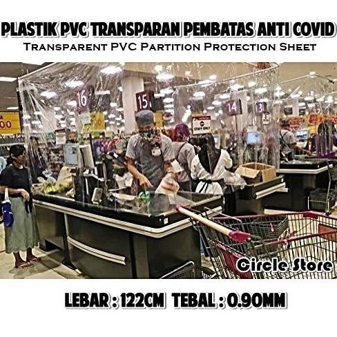 

Plastik Mika PVC Transparan Pembatas Sekat Anti Corona 122cm 0.90mm