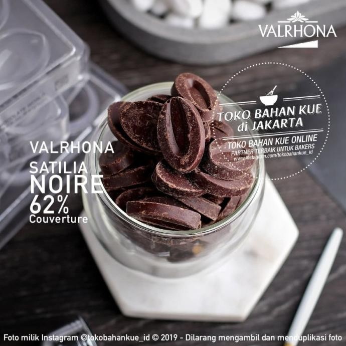 

Valrhona SATILIA NOIRE 62% Dark Chocolate 500gr Couverture Cokelat liquid