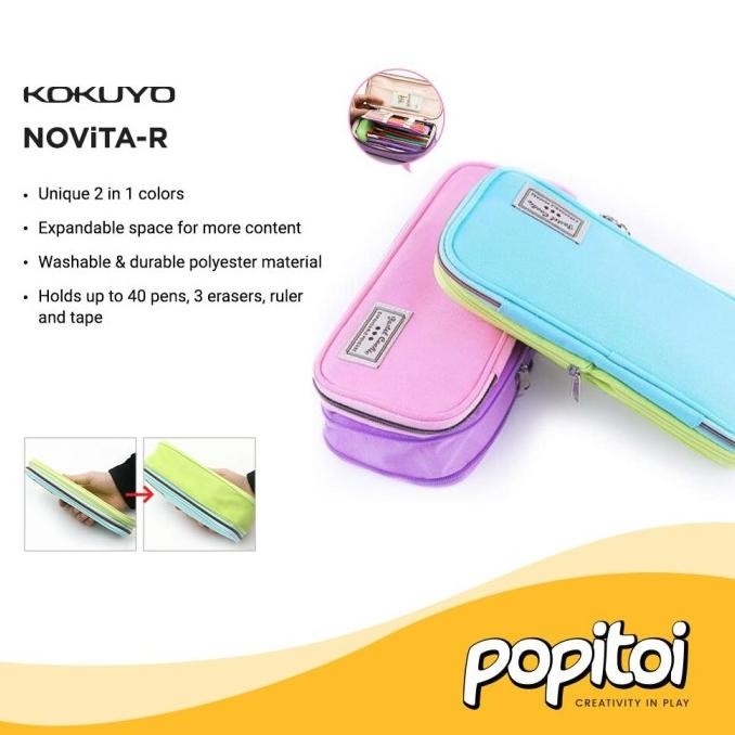 

KOKUYO Novita-R Expandable Pencil Case Pastel Cookie Tempat Pensil Pen Kotak Lattice Jumbo liquid