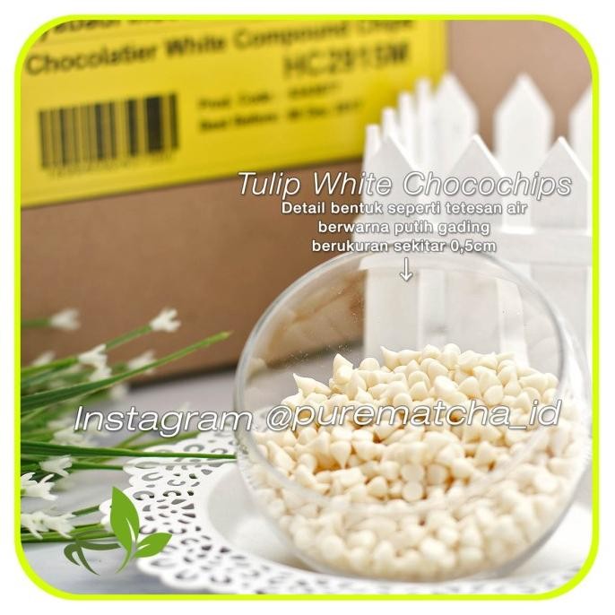 

Cokelat Chip Putih Tulip Choco Chips White Chocochips Butir Coklat 1kg liquid
