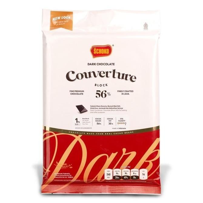 

Schoko Dark 56% Couverture Block - 1 Kg / Coklat Kovertur Batangan