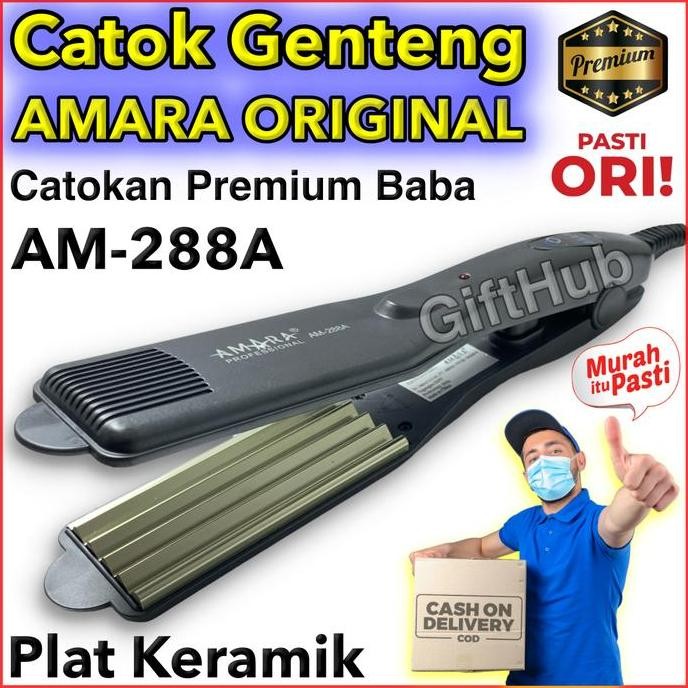 Catok Amara Plat Genteng Lebar Tipe AM 288A Hair Styling Pengembang Rambut Zig Zag atau Baba Curly W