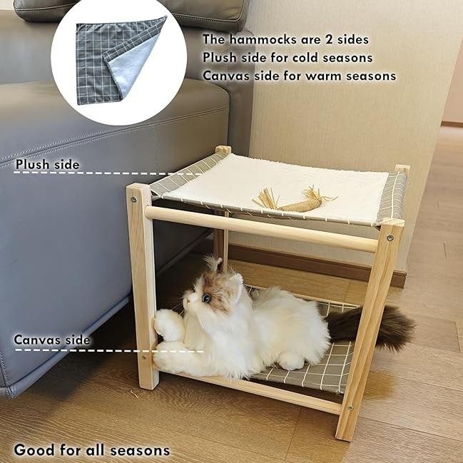 Tempat Tidur Kucing hammock, Tempat Tidur Gantung Kucing 2 tingkat, Tempat Tidur Kucing tinggi | BES