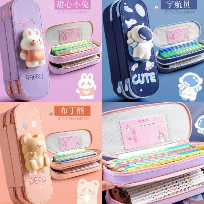 

Kotak Pensil Squishy 3D Tempat Pensil 3D Anak Anti Air 2 Tingkat liquid