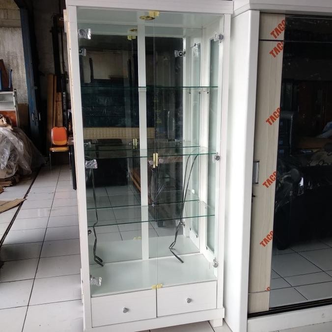 Lemari Pajangan / Lemari Hias / Lemari Kaca Minimalis Full Putih