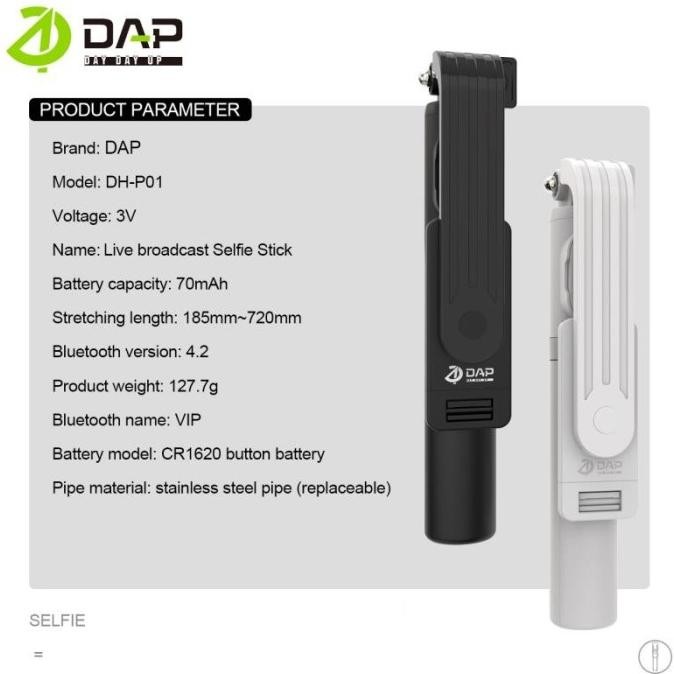 Diskon! Dap Dh-P01 Selfie Stick Tongsis Bluetooth Tripod 3 In 1 / Tongsis Hp T