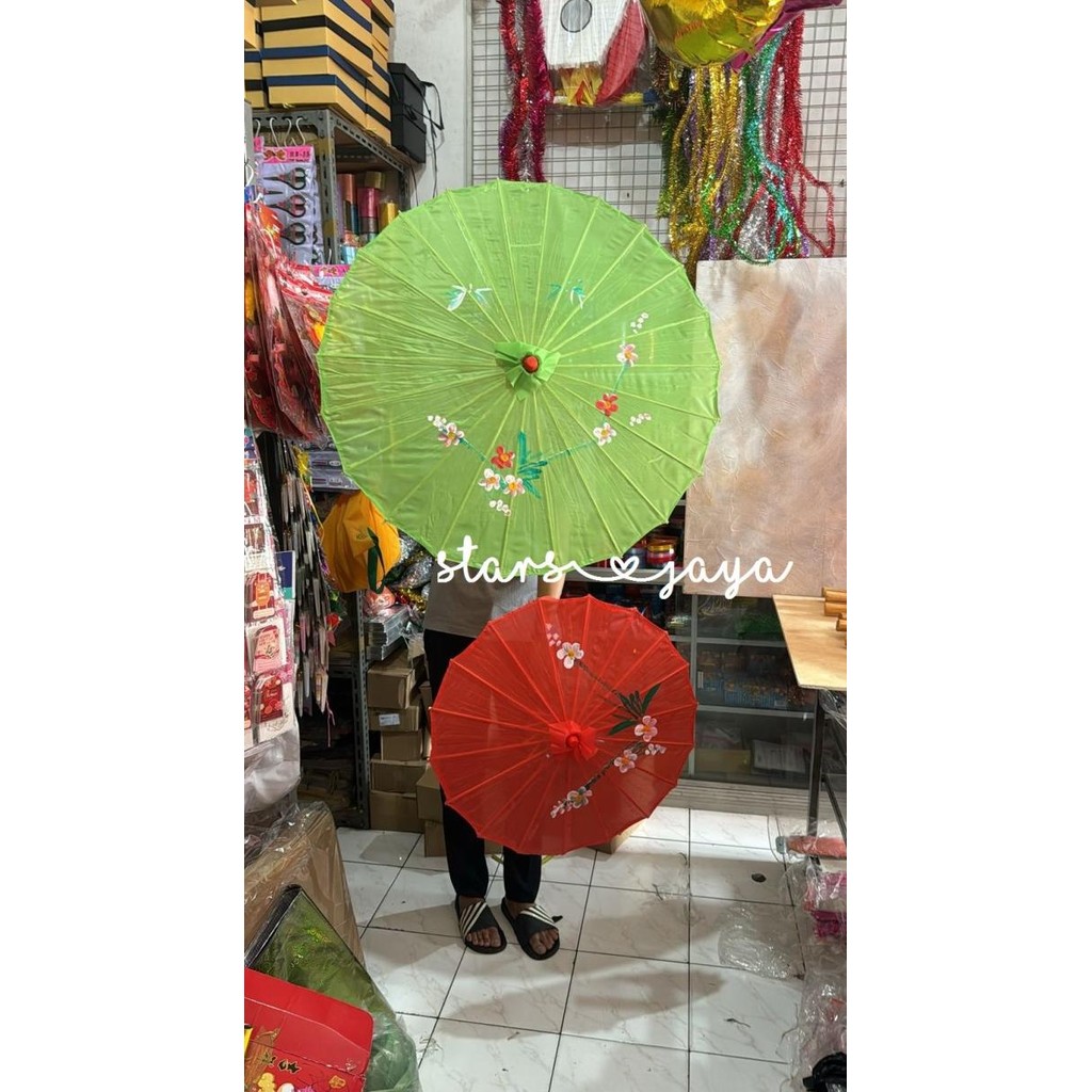 NEW Payung Oriental, Payung Geulis, Payung Cina Kain, Dekorasi Imlek