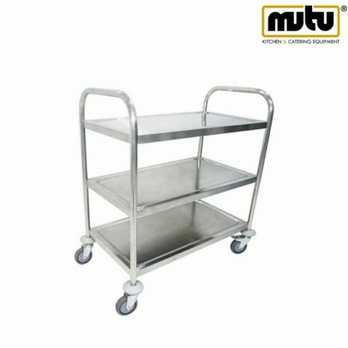 Trolley Stainless Steel Rak 3 Susun Troli Dorong Pengantar Makanan