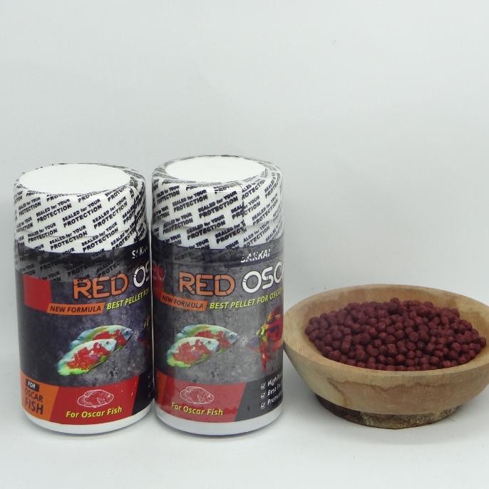 PELET RED OSCAR UNTUK JENIS OSCAR TIGER ALBINO BATIK PARIS TEMBAGA SLAYER 50 GRAM