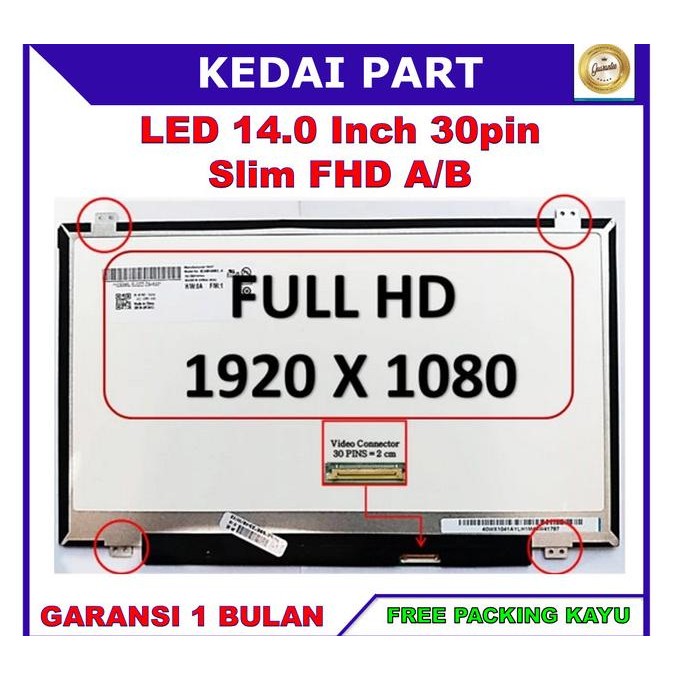 Lcd Led Acer 14 Inch 14.0 Inch 30 Pin Slim Full Hd Fhd Ab Ips New Stok