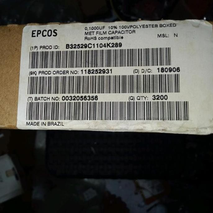 100Pc Kapasitor 104 100N 100V Orginal Epcos Made In Brazil New Stok
