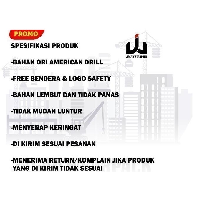 Wearpack Safety Lengan Panjang Baju Seragam Kerja Proyek Putih Polos