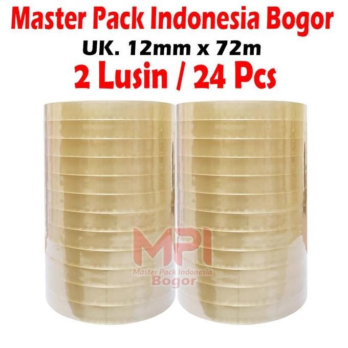 

2 Lusin [ 24 Pcs ] - Lakban Isolasi 12Mm X 72M - Selotip Kecil 12 Mm X 72 Meter - Master Pack Indonesia Bogor Co