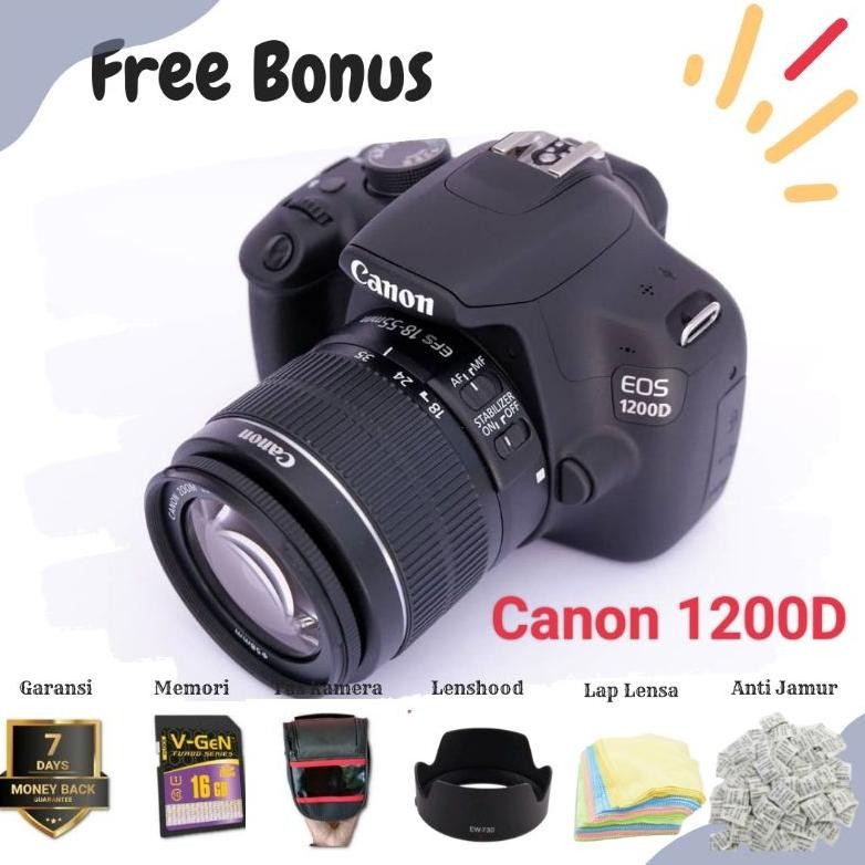 Kamera Canon 1200D Mulus 95% + Memori 16GB + Tas + Garansi Toko