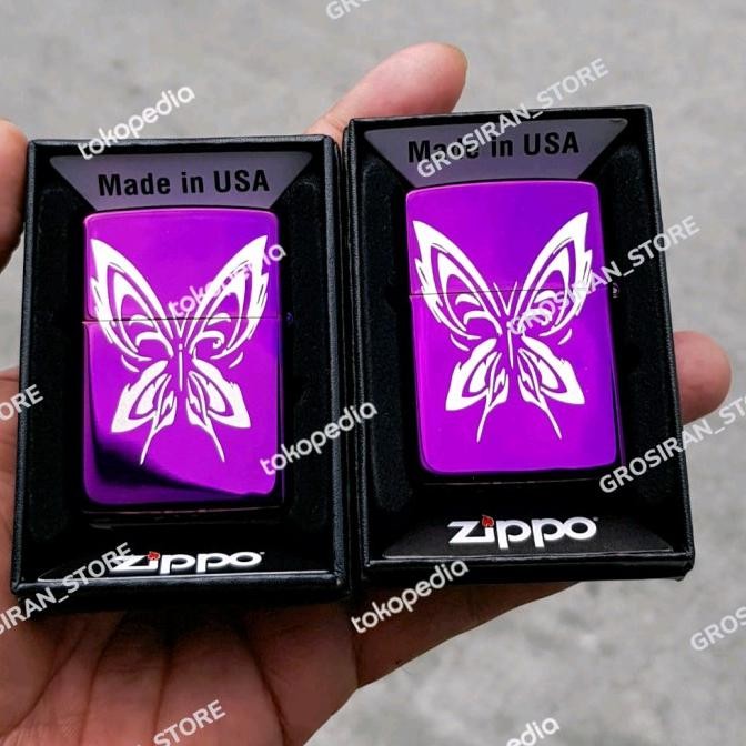 korek api lighter butterfly nevertheless kupu-kupu ungu purple custom