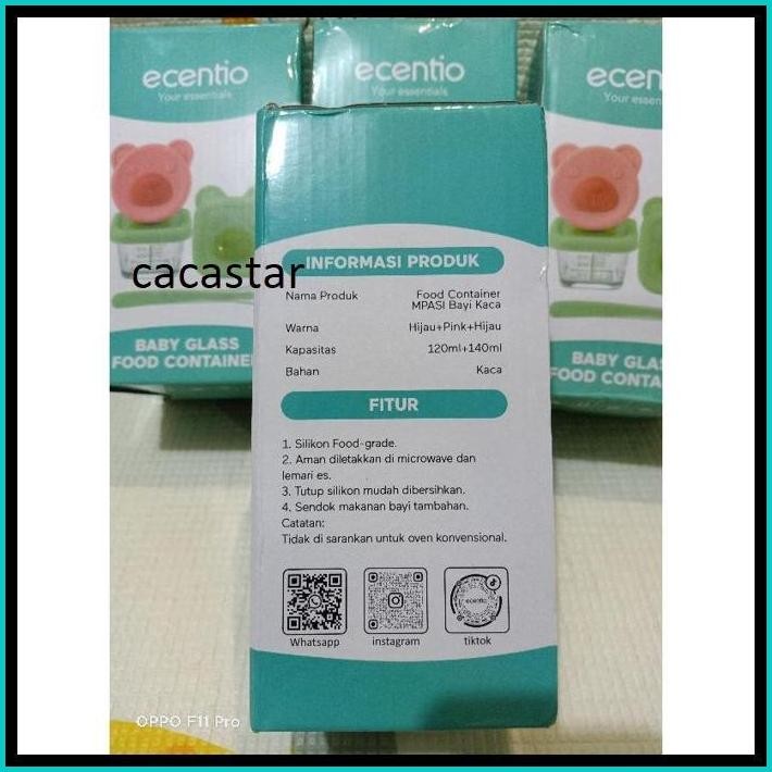 FOOD CONTAINER MPASI BAYI KACA ECENTIO / WADAH KACA MPASI ECENTIO