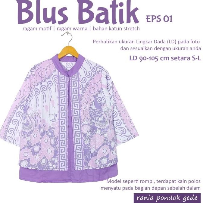 Tersedia Blouse atasan baju batik wanita resleting model blazer rompi outer