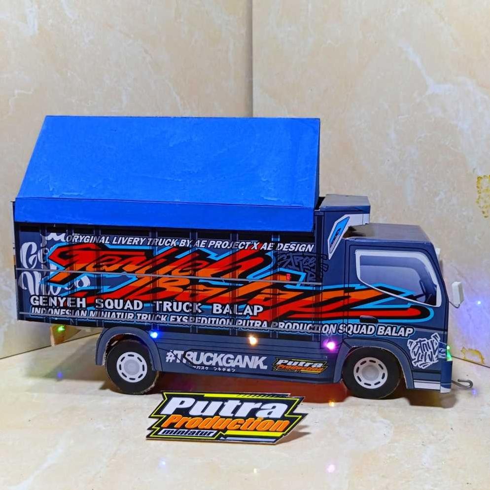 MINIATUR TRUK OLENG TRUK OLENG KAYU ASLI TRUK OLENG FULL VARIASI LAMPU BONUS TERPAL DAN SETIKER TRUK