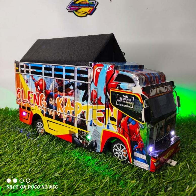 Miniatur Truk Oleng Kayu || Mainan Anak Mobil Remot Control Spiderman Terbaik