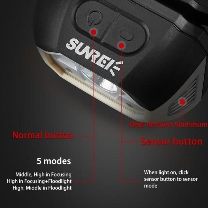 Grosir Lampu Kepala Sunrei Headlamp Muye 1 Black Putih