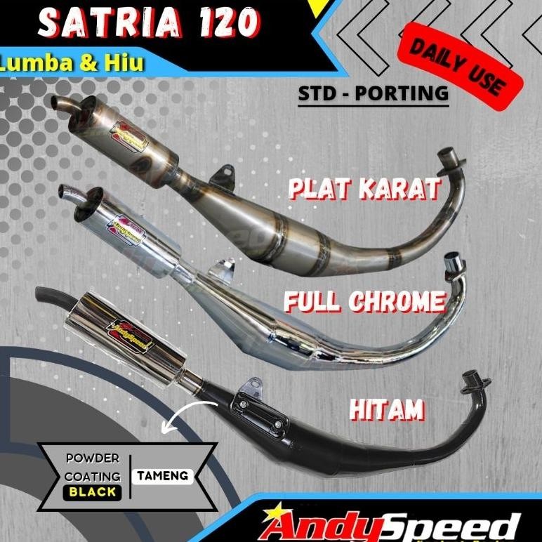 Knalpot SATRIA 2TAK LUMBA HIU STANDAR RACING merk andy speed