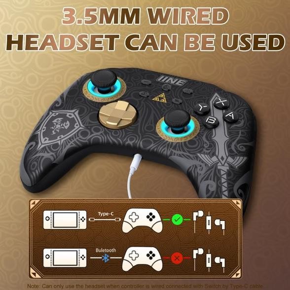 IINE ARES Wireless Pro Game Controller With Headset Jack RGB Light