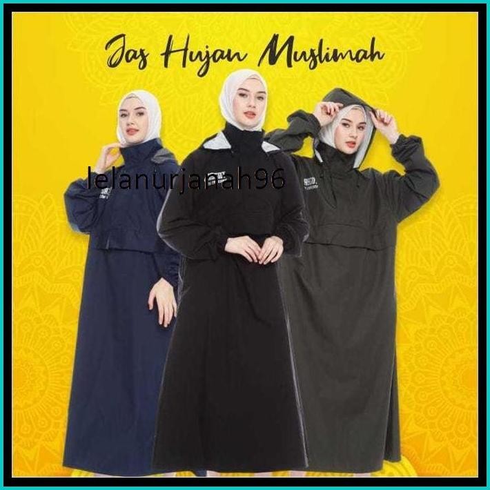 JAS HUJAN GAMIS BASCOT SAKU KANGURU MANTEL HUJAN MUSLIMAH PRIA/WANITA