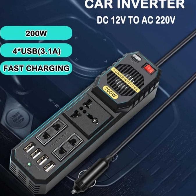 Colokan Listrik Lighter Mobil Converter Stop Kontak Charger 200 Watt