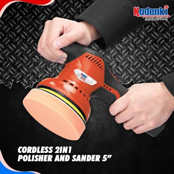 Promo Mesin Poles Dual Action Baterai Kodenki Amplas Sander Orbital Cordless