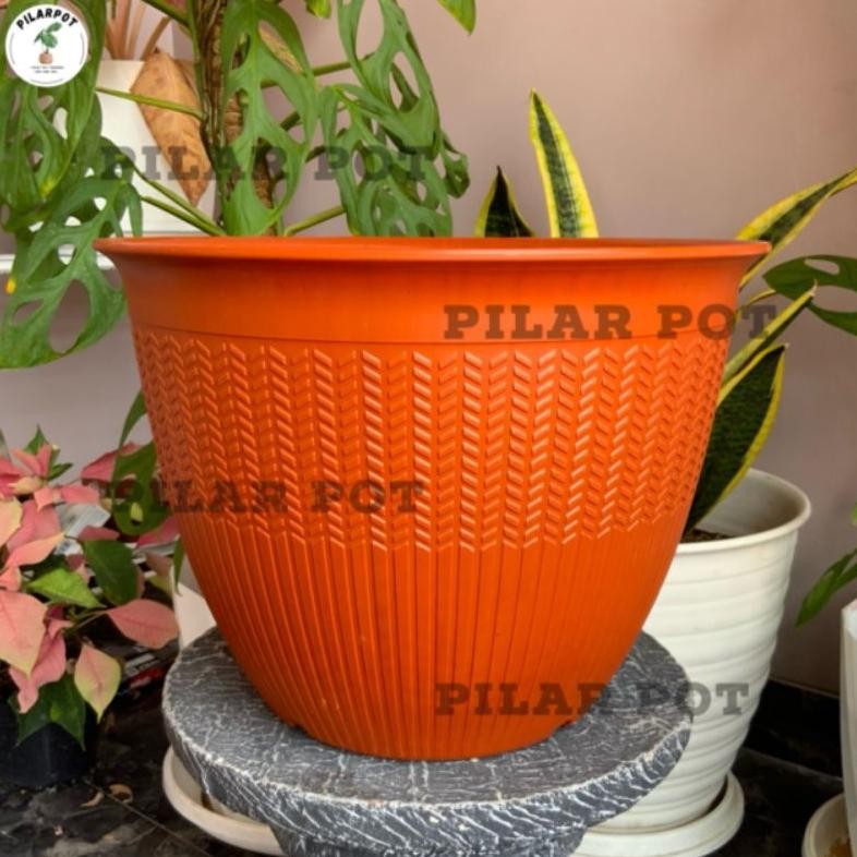 pot bunga tanaman cjp padi 35cm merah bata - CJP PADI 35 MERAH BATA