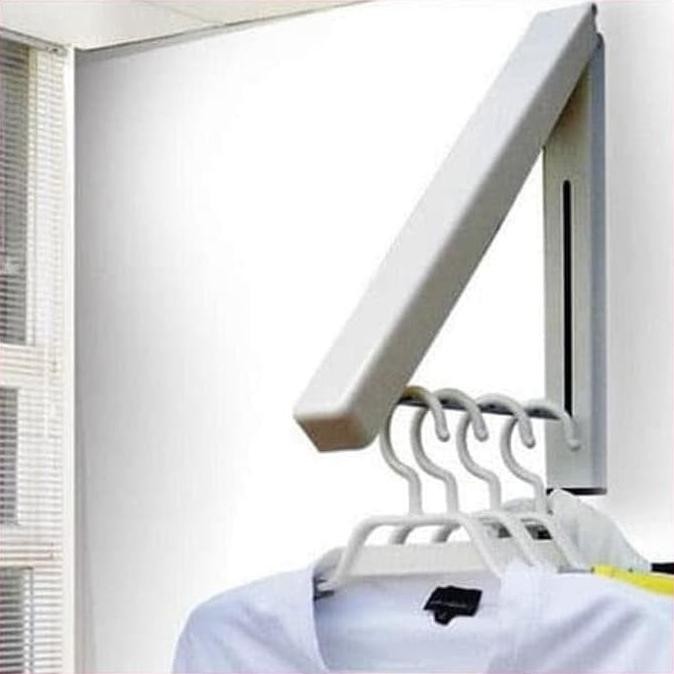 Gantungan Baju Lipat Hidden Clothes Hanger Gantungan Baju Dinding Lipat