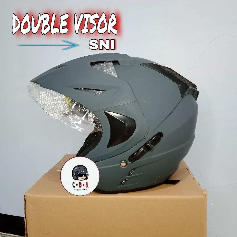 Helm Ink Double Visor Halfface T1 SNI - Helm Dewasa Wanita Pria Original SNI
