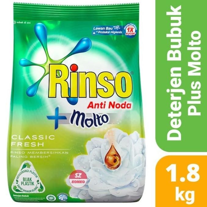 new  Rinso Bubuk Anti Noda Classic Fresh 1,8 Kg / Rinso Molto Bubuk 1,8kg