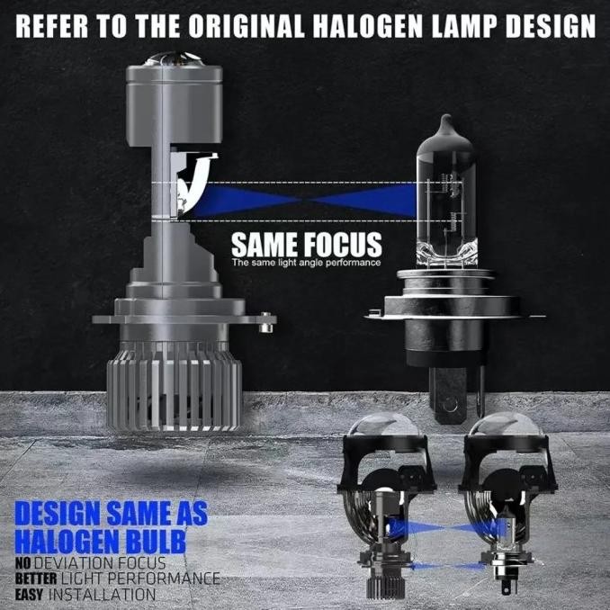 Lampu Led mini projector H4 superbright mobil motor