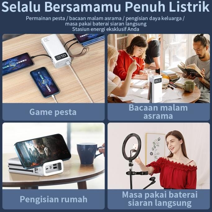 Powerbank 30000mah Lampu LED ganda Dual input dual output BASIKE asli