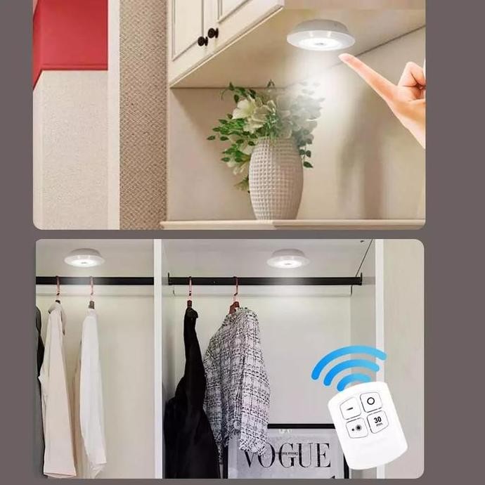 Lampu Tempel Bawah Lemari Kabinet Kamar / Lampu Darurat Emergency Remote Control Jarak jauh baterai 