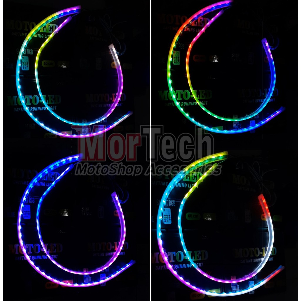 DRL SLIM LAMPU ALIS NEON LED GRADE A FLEXIBLE WATERPROOF 30CM/60CM + REMOTE RGB SEN RUNNING HEADLAMP