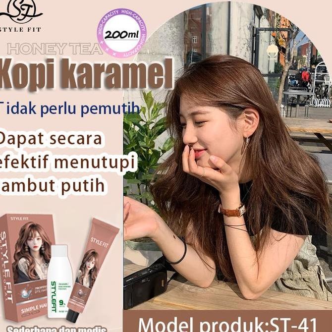 menutup uban STYLE FIT cat rambut kopi caramel 200ML Tidak merusak rambut,bahan herbal natural (cat 