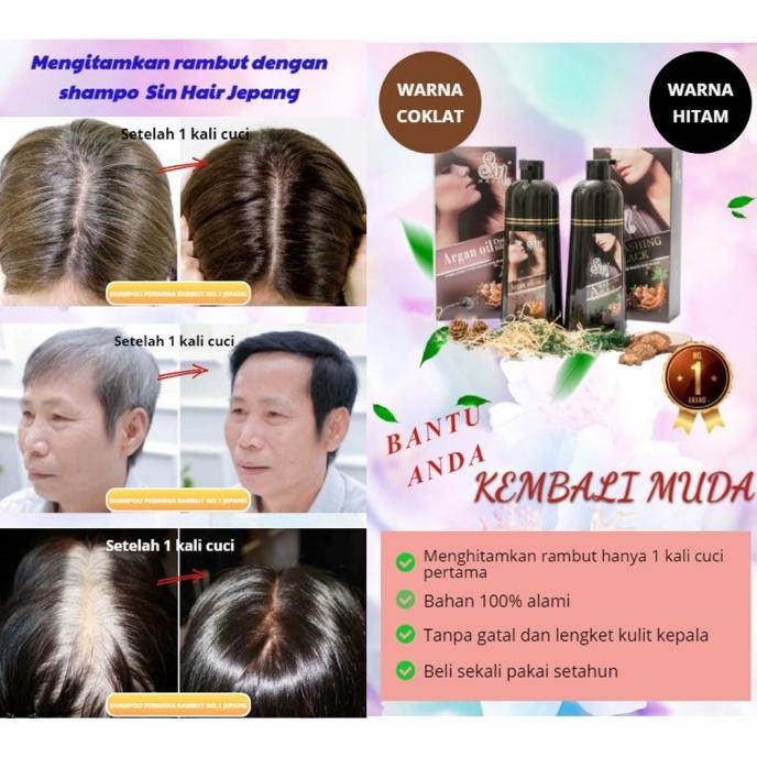 Shampo Sin Hair Pewarna Rambut Herbal Penghitam Uban Cepat