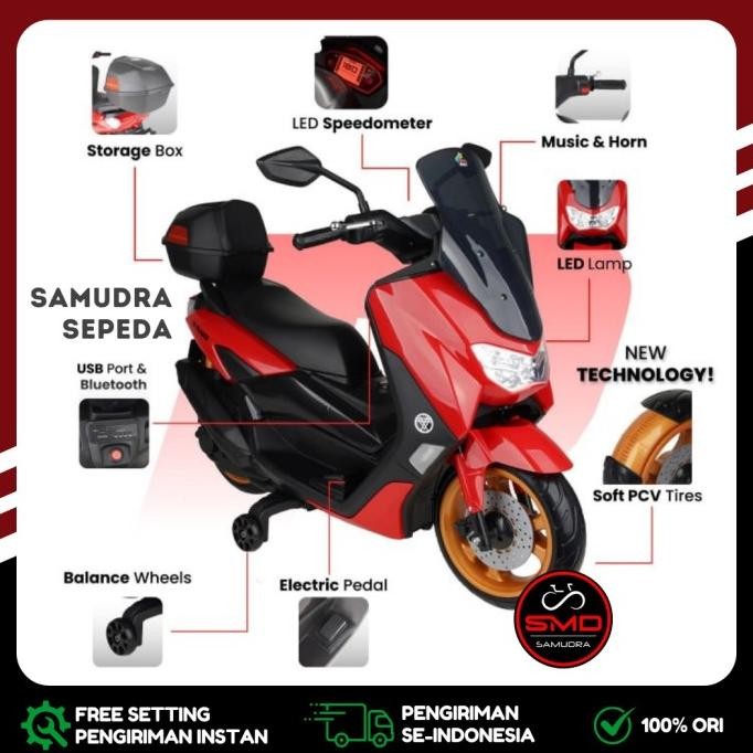 Motor Aki Mainan Anak Cas Merk Pmb M599 M 599 N-Raid Nmax Pvc Tires 6V Bdg Co