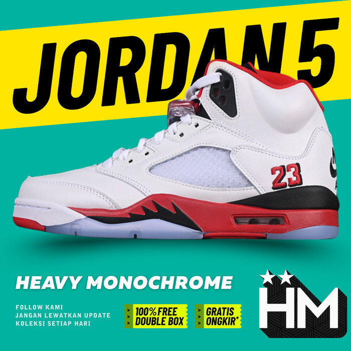 Jordan 5 Fire Red Black Tongue Sneaker HQ7978-101 (Size 40-47.5)