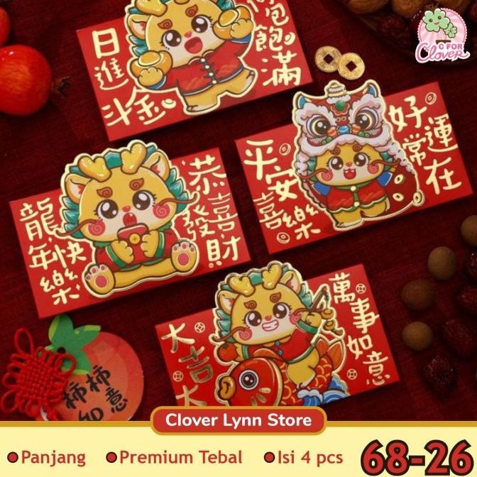 

Tgc-1924 Angpao Premium 3D Panjang Isi 4 Dragon Imlek Sincia Angpau Shio Naga Imlek Tahun Baru Hongbao Hong Bao Amplop Merah Murah Grosir Tebal