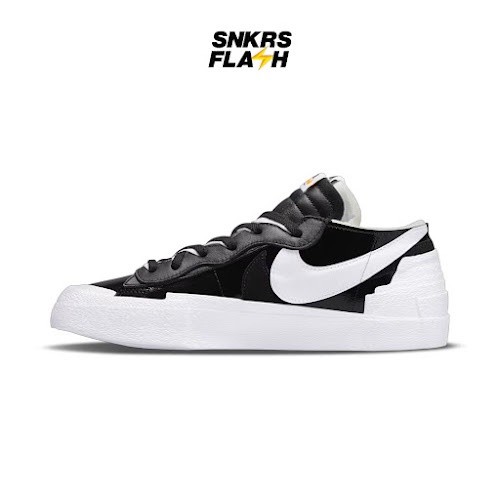 NIKE Blazer Low Sacai Patent Leather Black Sepatu Sneakers Unisex - DM6443001 - Size 38