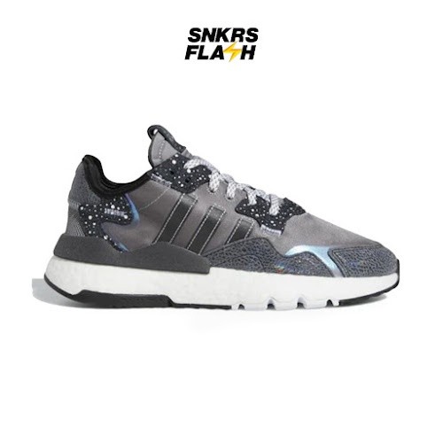 ADIDAS Womens Nite Jogger Reflective Grey Black Sepatu Sneakers Wanita - FW1575 - Size 39.3